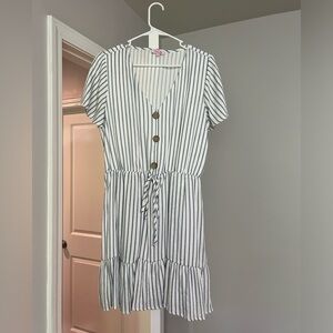 Pink lily summer dress, Women’s summer dress, navy blue and white dress